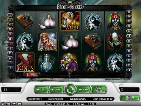 Blood sucker slot  Place a minimum of one coin and at the most four coins per line